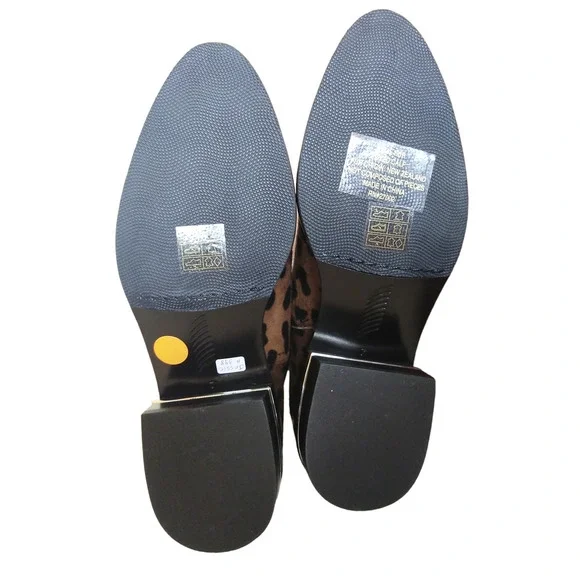 Paige Leather Leopard Print Ankle Jessie Boot‎ Booties Side Zip Brown Size 7 New